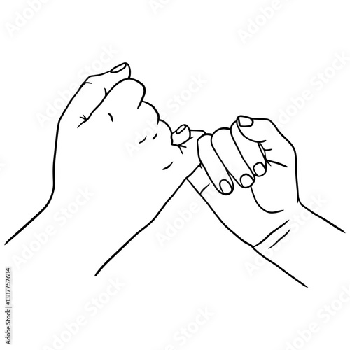 Pinky promise arms line art .Symbol of trust and connection