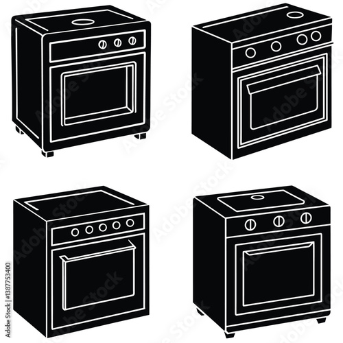 Oven Vector Shilhouette Bundle Set Collection