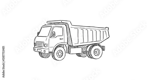 Sketch of a Generic Dump Truck Vehicle Ready for Construction