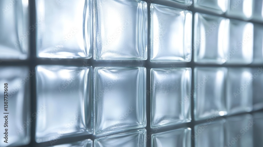 Close-up of translucent glass block wall, showing light diffusion and texture. Close-up of translucent glass block wall, showing light diffusion and texture.