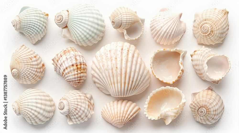 A row of shells with some of them open A row of shells with some of them open