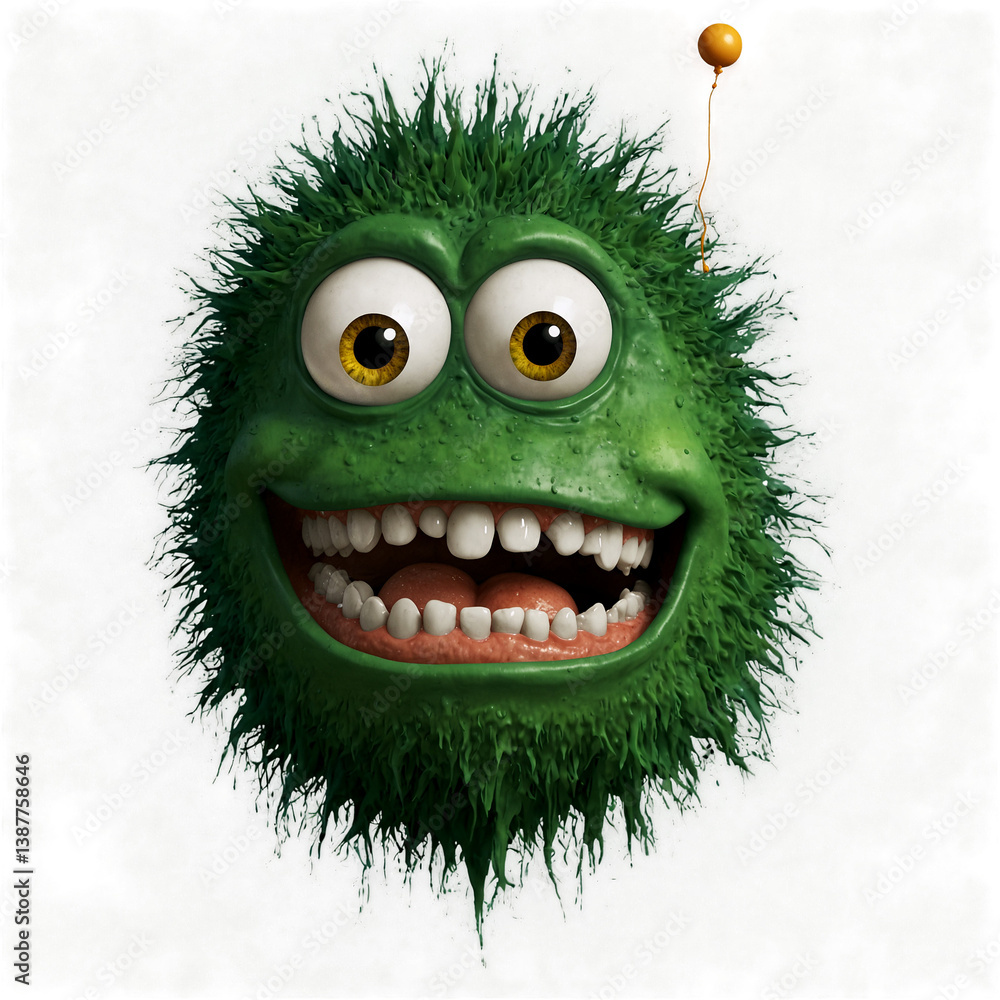 Obraz premium in pain of eyes green monster with eye patches cute 3d art illustration in transparent background transparent background isolated png stock
