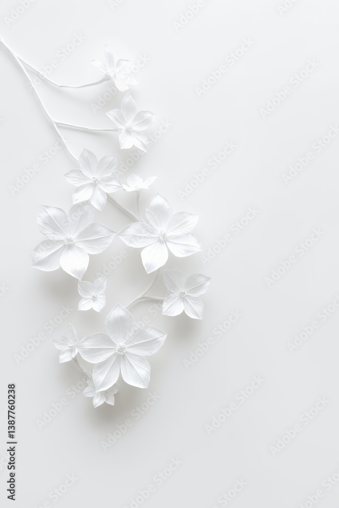 sensual white flowers. floristic. stylish minimalistic light background