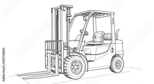 Forklift Truck Sketch Illustration of Industrial Material Handling Equipment