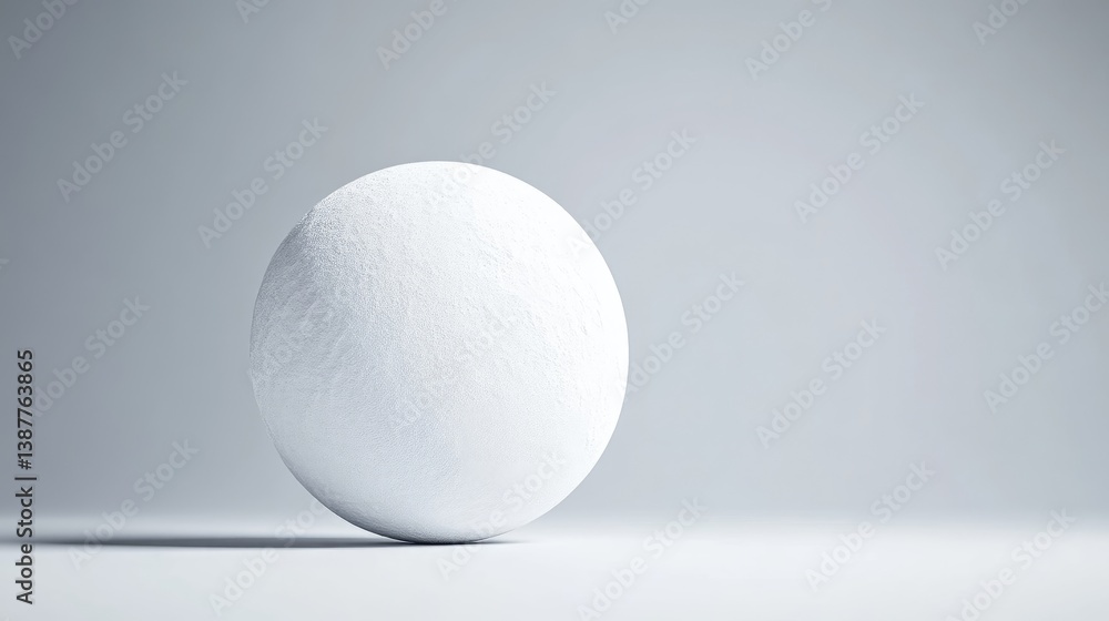 A white textured ball resting on a smooth surface, minimalist composition with soft lighting, isolated on a gradient gray background, and abstract concept. A white textured ball resting on a smooth surface, minimalist composition with soft lighting, isolated on a gradient gray background, and abstract concept.