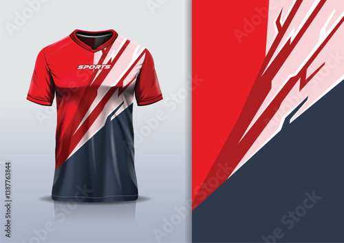 Sport jersey template sharp line mockup texture grunge rustic abstract vector design for football soccer, racing, running, e sports, red black color