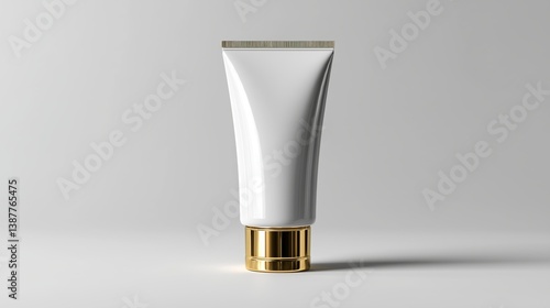 Wallpaper Mural Modern white cosmetic tube with golden base on a plain background Torontodigital.ca