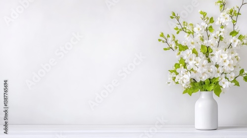 Wallpaper Mural Delicate white blossoms in a simple vase.  Fresh spring flowers against a clean white background. A minimalist aesthetic for a serene setting Torontodigital.ca