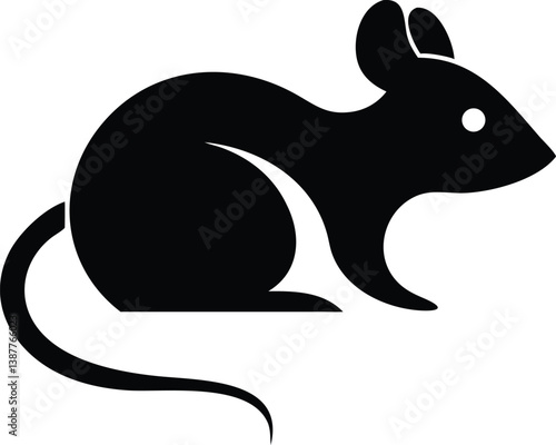 Mouse Silhouette – Black and White Vector icon