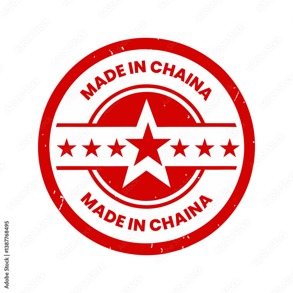 Red Circular Made in China Stamp Label Vector Design for Branding and Packaging Red Circular Made in China Stamp Label Vector Design for Branding and Packaging