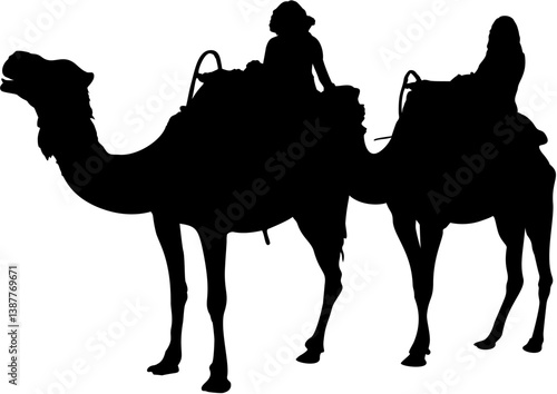 Baby Camel Realistic Silhouette Black Eps Vector Illustration