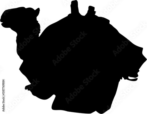 Baby Camel Realistic Silhouette Black Eps Vector Illustration