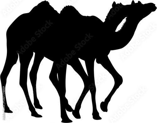 Baby Camel Realistic Silhouette Black Eps Vector Illustration
