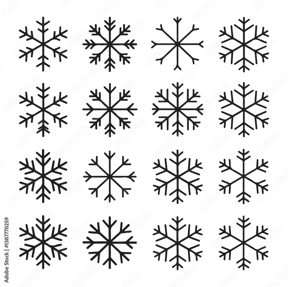 Snowflake Icon Bundle – Winter Snowflakes SVG. Christmas Clipart Set Snowflake Icon Bundle – Winter Snowflakes SVG. Christmas Clipart Set