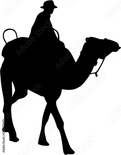Baby Camel Realistic Silhouette Black Eps Vector Illustration