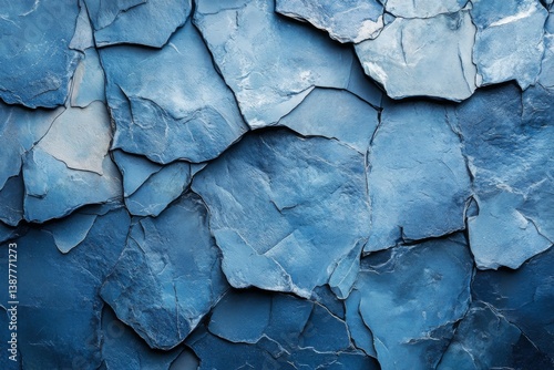 Wallpaper Mural Closeup of blue cracked paint texture on wall with abstract patterns Torontodigital.ca