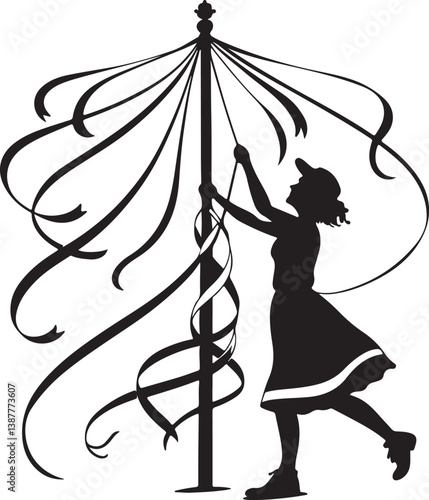 May Day silhouette simple clipart vector illustration design on a white background.