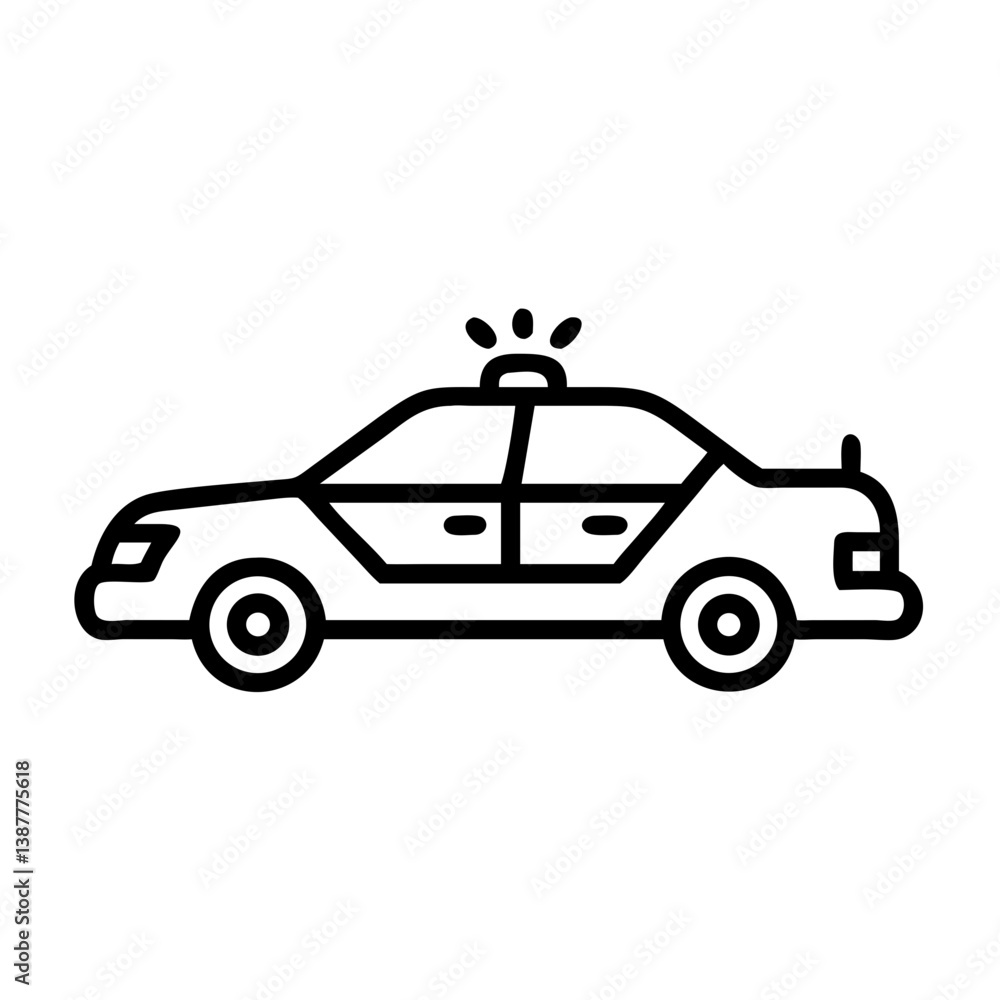 Police Car Icon for Law Enforcement and Security Themes Police Car Icon for Law Enforcement and Security Themes