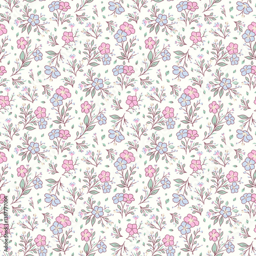 Vintage floral pattern, flower seamless pattern, Hand drawn flower background, small flower design. ditsy pattern. Ditsy floral print for packaging, textile, wrapping paper, wallpaper, Fashion