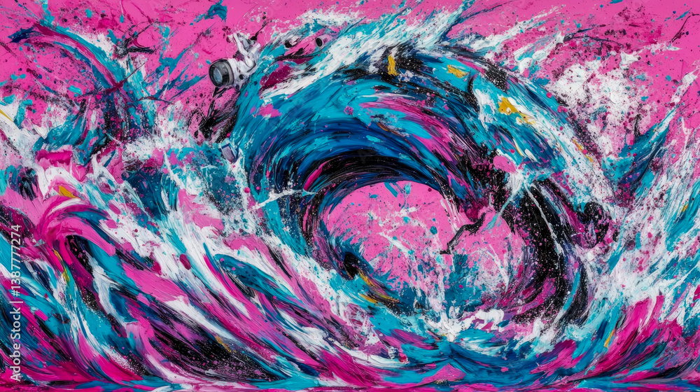 Obraz premium Whirlwind of color, a turbulent abstract art piece