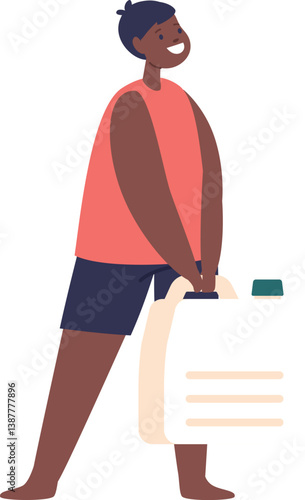 Child carrying water canister vector illustration