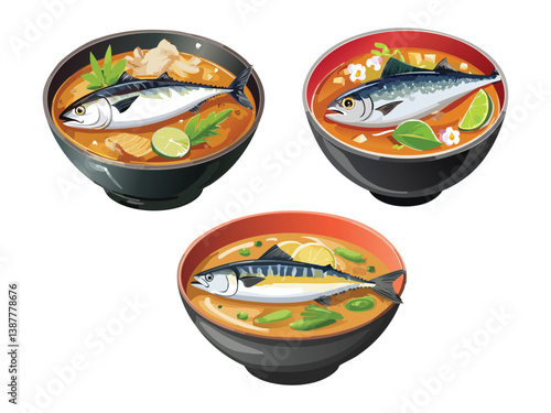 vector illustration of a Japanese food Saba no Misoni