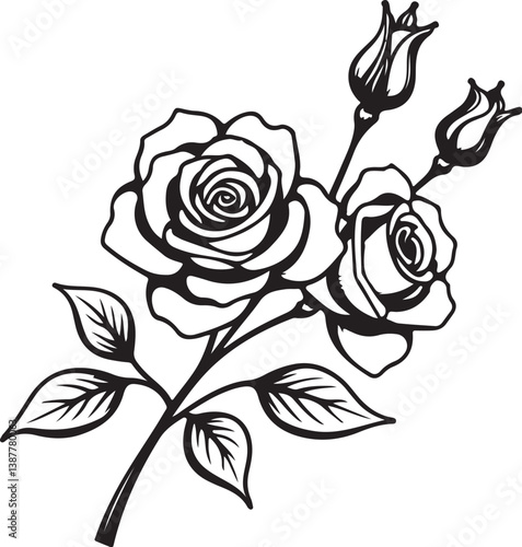 Wallpaper Mural Rose Line Art SVG | Elegant Flower Tattoo Design | Floral Clipart Bundle
 Torontodigital.ca
