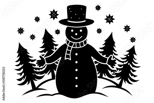 snowman and christmas tree