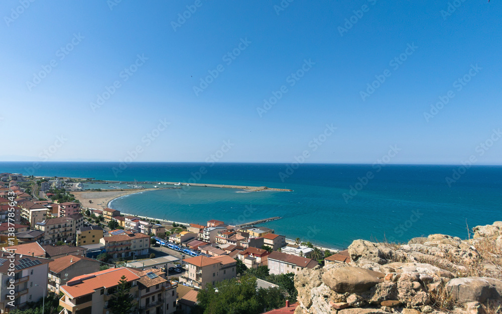 Naklejka premium panorama of Cariati on the Calabrian sea on a clear day
