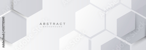 White Hexagon Abstract Background with Clean Minimal Design