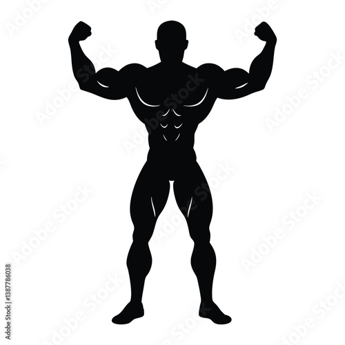 a body builder silhouette vector illustration on white background.