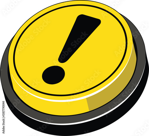 Yellow Warning Button Icon – Alert Exclamation Symbol