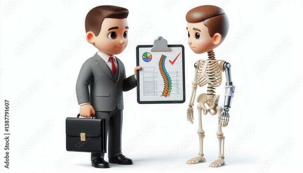 Health assessment of robotic skeleton by business professional in clinic environment Health assessment of robotic skeleton by business professional in clinic environment