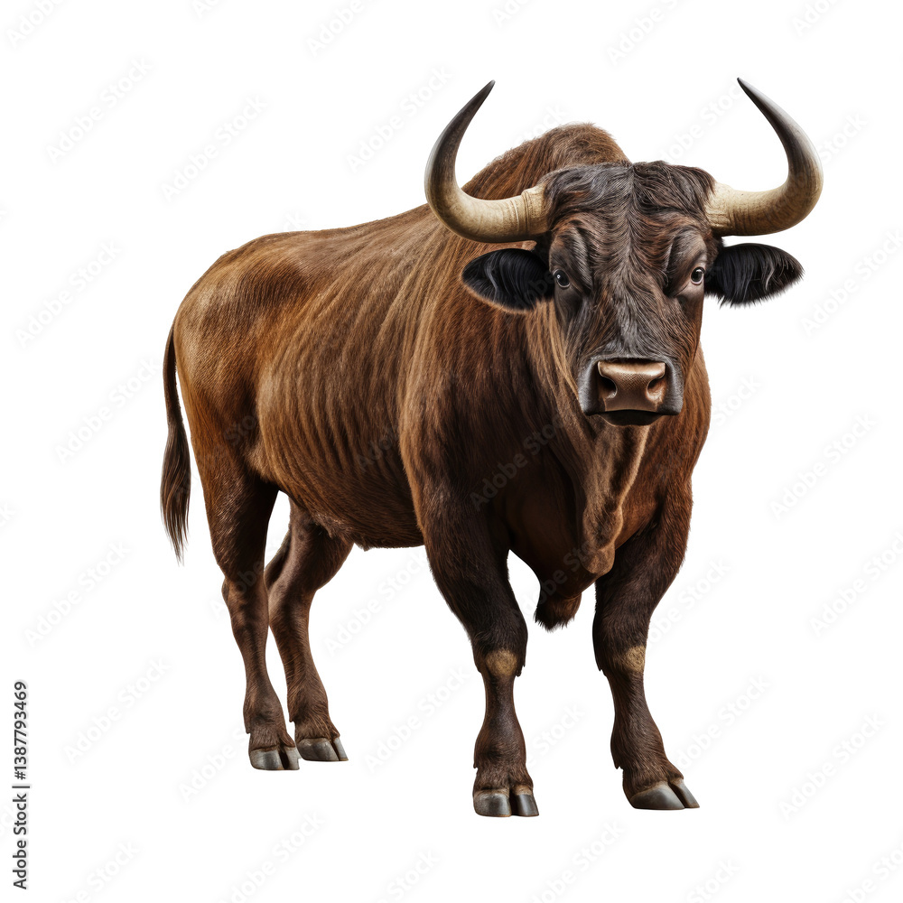Fototapeta premium Textured Brown Bull on transparent background