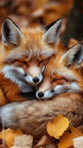 Wallpaper Mural Playful fox duo enjoying autumn warmth high resolution picture Torontodigital.ca