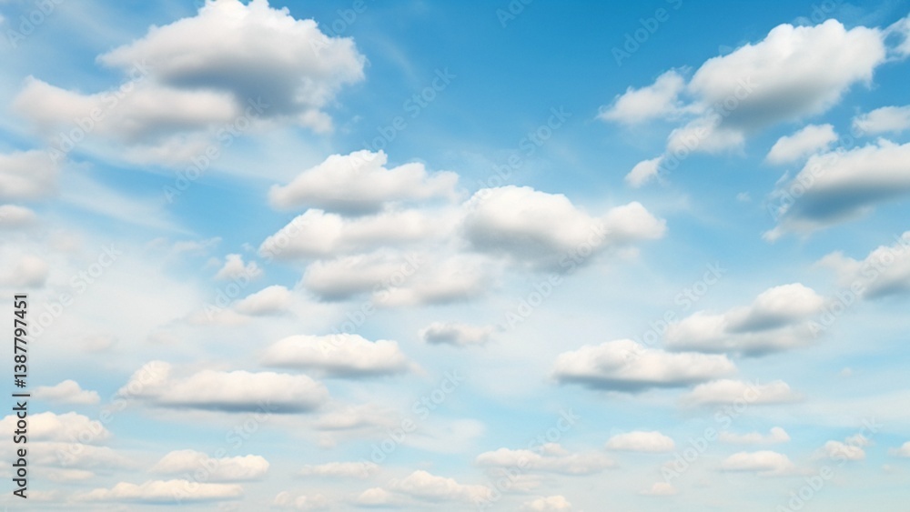 Clear Sky with Wandering Clouds, Free in the Vault of Heaven.Against the deep blue sky, white clouds float leisurely. They vary in size and gather or disperse freely, creating a pure and relaxed scene Clear Sky with Wandering Clouds, Free in the Vault of Heaven.Against the deep blue sky, white clouds float leisurely. They vary in size and gather or disperse freely, creating a pure and relaxed scene