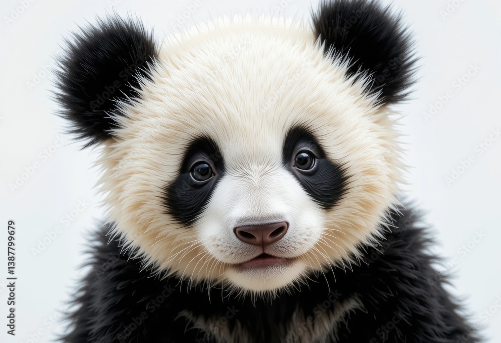 Fototapeta premium Cute Panda Cub Portrait Looking at Camera with Gentle Expression