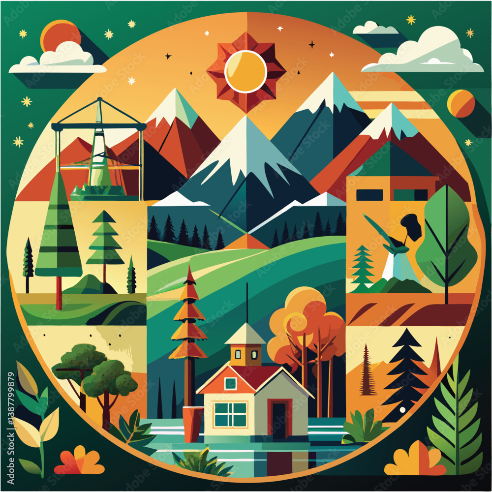 Naklejka premium Natural Tree plant vector illustration