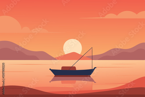 fishing boat at sunset