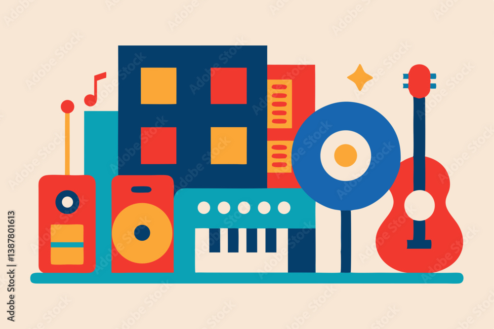 retro music background with music notes