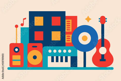 Obraz na płótnie retro music background with music notes w salonie