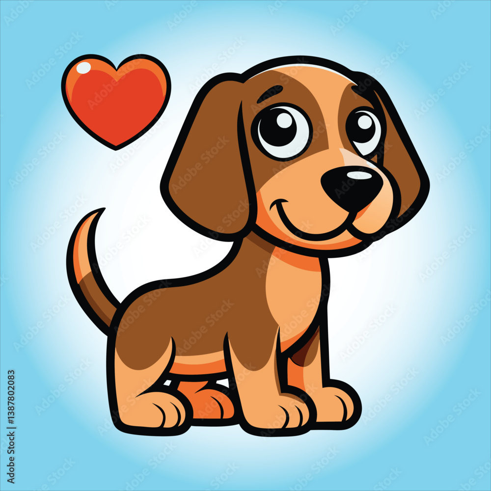 Cute coonhound Heart Love Cartoon