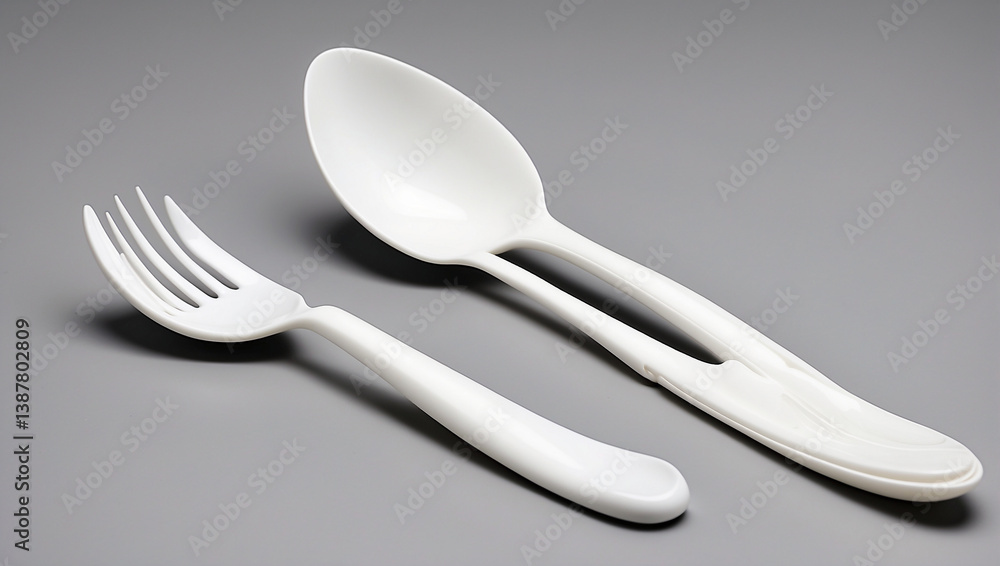White Plastic Spoon, Knife, and Fork for Disposable Dining Solutions White Plastic Spoon, Knife, and Fork for Disposable Dining Solutions