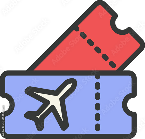 Flight Ticket Filled Line Icon