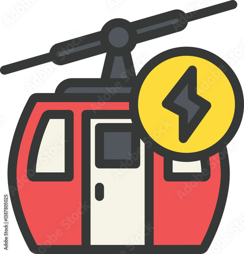 Electric Cable Car Filled Line Icon
