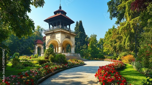 Serene Cismigiu Gardens in Bucharest,generate AI