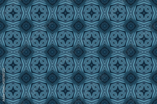 Seamless Cloth Endless Visual Decoration Digital Fashion Texture Perspective Geometric Tile Fabric Shape Symmetric Template Graphic Luxury Interior Textile Art Design Wallpaper Background Pattern.