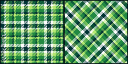 Green tone plaid seamless pattern vector. Background graphic tartan fashion design use for print, texture, cloth, fabric, flannel.