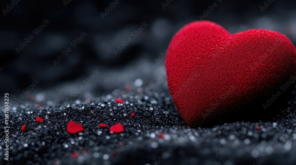 Fototapeta premium Red heart on dark textured surface