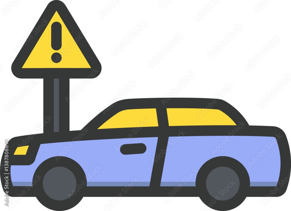 Fototapeta premium Road Caution Filled Line Icon